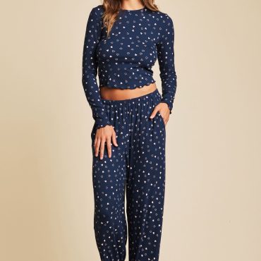 Ultra Soft Rib Lettuce Hem Wide Leg Pant